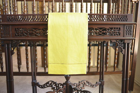 Lemon Verbena colored Hemstitch Guest Towels 14"x22". Each - Click Image to Close